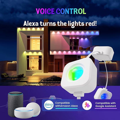 Fitop Permanent Outdoor Lights, 200FT RGB Smart LED Eaves Lights for House, Extendable Waterproof Outdoor Lights Strip, Music Sync, APP/Voice/Remote Control, Compatible with Alexa/Google