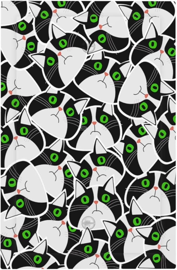 Funny Cat Wacky Kitty 1-Gang No Device Blank Wallplate Electrical Light Switch Covers Decorative Receptacle Face Plate Cover for Bathroom 5 X 3 IN