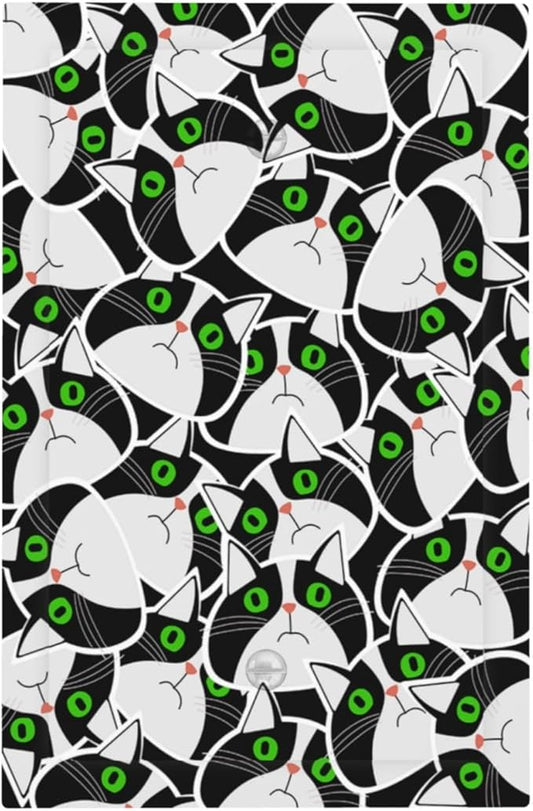Funny Cat Wacky Kitty 1-Gang No Device Blank Wallplate Electrical Light Switch Covers Decorative Receptacle Face Plate Cover for Bathroom 5 X 3 IN