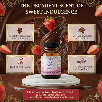 G’s Breeze Smart Diffuser with Refill – Bluetooth & Wi-Fi App Control, Gradient LED Lighting, Adjustable Scent Intensity, 24 Hour, Aromatherapy Diffuser for Home & Office - Dark Chocolate & Strawberry