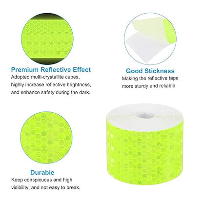 PATIKIL 2 Inch x 33 ft Reflective Tape, 1 Roll Waterproof Self Adhesive High Visibility Caution Warning Safety Tape Reflector with Scraper for Trucks Trailers Cars, Bright Green