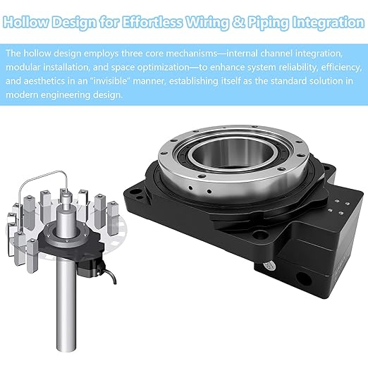 CNC Hollow Rotating Platform Gear Ratio 10:1 360 Degree Electric Rotary Table Positioners Substitutable for Direct Drive Motor and Cam Indexer Fitting Nema 23 Stepper 60mm Servo Motor
