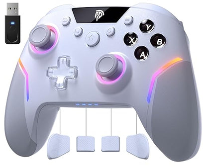 EasySMX X20 Wireless Gaming Controller with RGB Backlit, 2-Stage Hall Effect Stick, 1000Hz Polling Rate, 6-Axis Gyro on Multi-Platform, Mech Buttons- Compatible with PC/Switch/Steam/Android