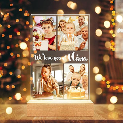 Personalized Picture Frame with Night Light, Custom Photo Frame with Photos, Customized Gifts for Mom Girls Boys, Personalized Birthday Gifts for Mom, Kids, Baby, Family