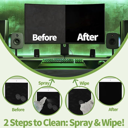 2 Pack Electronic Screen Cleaner Spray, Hatstart Cell Phone Touch Screens Cleaning for TV Laptop Computer Tablet PC LCD Flat Screens and Car Display, Compatible with iPhone iPad MacBook Pro, Green