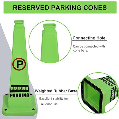 OrangeStar 3-Pack 28" Reserved Parking Cones, Large 4-Sided Message Safety Traffic Cones with Heavy Rubber Base for Indoor Outdoor Use, Parking Lot Control, Driveway Barriers