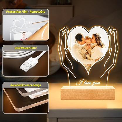 Custom Picture Frames with Photo, Customized Photo Frame, Personalized Picture Frame, Customized Birthday Valentines Day Gifts for Women Men Mom Dad Baby Kids Grandma Grandpa Family