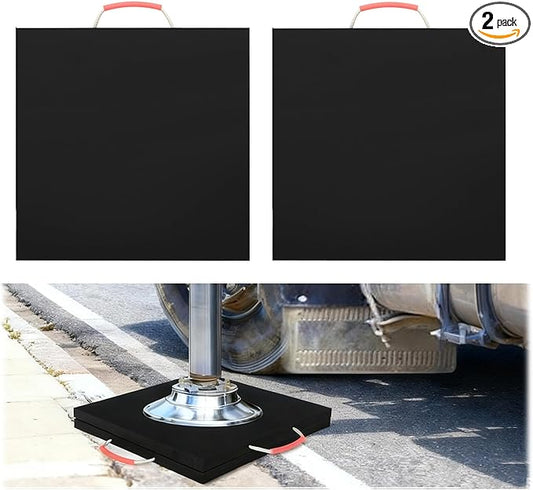 2 Pcs RV Outrigger Pads, 18" x 18" x 1" Non-Slip Rv Stabilizer Jack Pads with Handle, Heavy Duty Rv Pads for Leveling Jacks Blocks for Truck Trailer Crane Wrecker Service Truck, Black