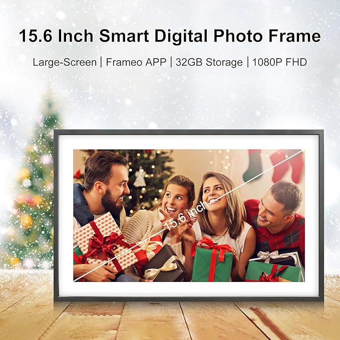 Digital Picture Frame 15 Inch Large Frameo Digital Photo Frame，32GB, 1920 * 1080 IPS HD Touch Screen, Electronic Picture Frame IPS Touch Screen with Auto-Rotate, Frameo Digital Frame WiFi