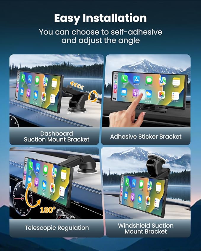 Largest 11.5"Wireless CarPlay Screen for Car,Portable A-pple Car Play & Android Auto,HD Touchscreen with 4K Dash Cam,Backup Camera,Bluetooth, Navigation,Voice Control,GPS,Mirror Link, for All Vehicles