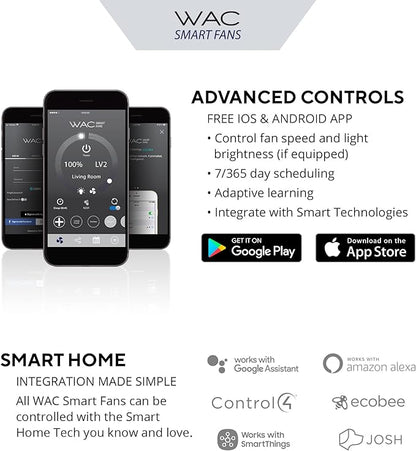 Mocha Indoor/Outdoor 3-Blade Smart Compatible Ceiling Fan 54in Matte Black with 3000K LED Light Kit and Remote Control with Wall Cradle. Works with iOS/Android, Alexa, and Google Assistant.
