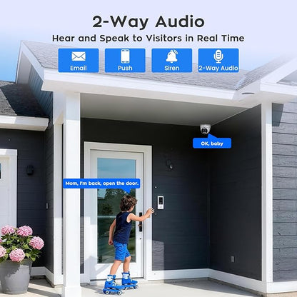 xmartO 10CH 4 Pcs Home Security Camera Kit, 2 * 2K HD Dome Camera and 2 * 2K 3MP Super HD WiFi Home Security Camera, 2-Way Audio, Night Vision, 24/7 Surveillance Camera, No Monthly Fee