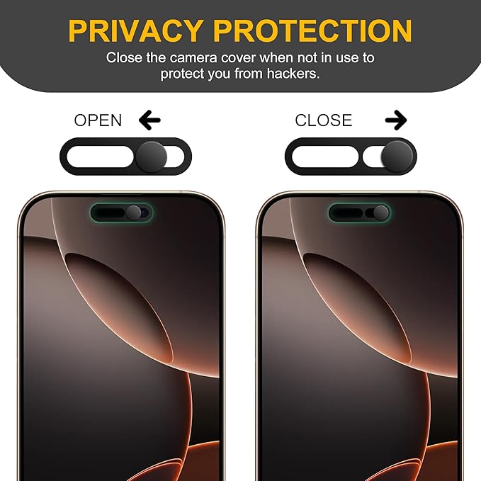 3 Pack Privacy Cover Compatible for iPhone 16 Pro/iPhone 16 Pro Max with 2 Front Camera Privacy Cover, Anti-Spy Camera Cover, Easy-Adhesive Design, Safeguard on iPhone 16 Pro/16 Pro Max. Black