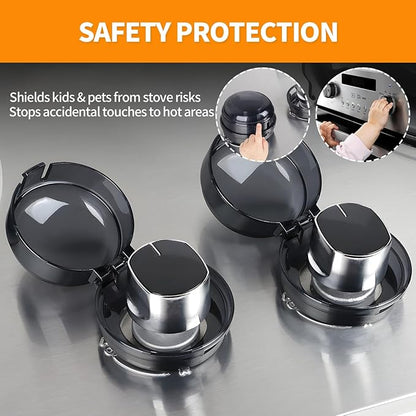 Gas Stove Knob Covers – Heat-Resistant Baby Proof Stove Knob Covers, Universal Size Gas Stove Knob Locks, Stove Child Proof Knobs with Adhesive, Stove Safety Guard for Kids Toddler Pet(4 Pack)