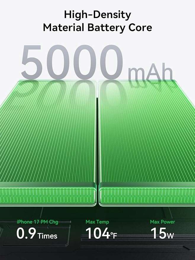 THREEKEY 0.3'' Ultra Slim for MagSafe Portable Charger, 5000mAh Card Slim Magnetic Power Bank,15W Wireless Fast Charging Battery Pack for iPhone 17 Air 16 15 14 13 12 Pro Max Plus (Ice Grey)