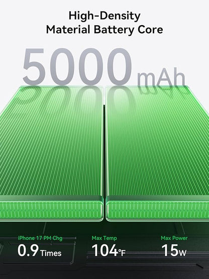 THREEKEY 0.3'' Ultra Slim for MagSafe Portable Charger, 5000mAh Card Slim Magnetic Power Bank,15W Wireless Fast Charging Battery Pack for iPhone 17 Air 16 15 14 13 12 Pro Max Plus (Ice Grey)