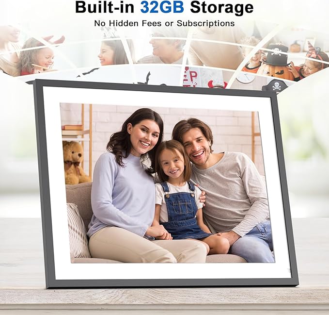 17-Inch Digital Picture Frame 32GB, Dual WiFi Full Function Digital Photo Frame, Auto Rotate, Wall Mounted Digital Frame, Unlimited Cloud Storage, Sharing Photos and Videos via App or Email Instantly