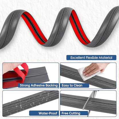 Floor Cord Cover for Wires on Floor Self Adhesive Cord Hider Floor Cable Management Wire Covers for Cords Protector Prevent Cable Trips Cord Cavity W 0.32" x H 0.32", Deep Gray Wood, 3.3Ft