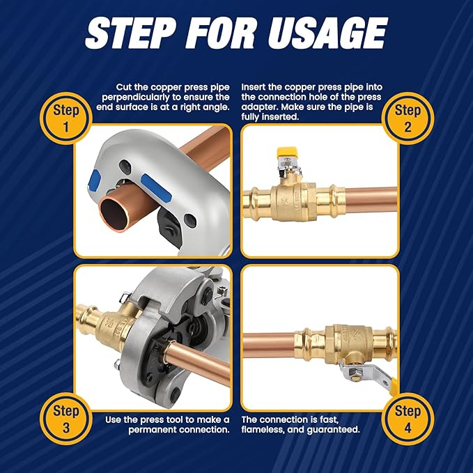 10PCS 1/2" Press Propress Ball Valve with EPDM O-Ring 1/4-Turn Full Port Shut Off Stop Valve for Copper Tubing Connection