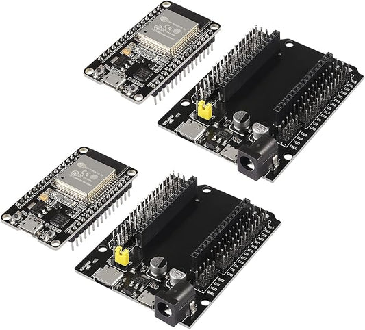 AITRIP 2 Sets ESP-WROOM-32 ESP32 ESP-32S Development Board CP2102 WiFi+Bluetooth Ultra-Low Power Dual Core ESP32-DevKitC-32 ESP-WROOM-32 with Expansion Board for Arduino