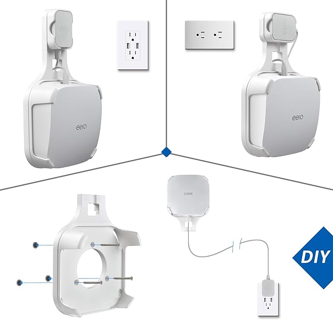 Wall Mount Holder for EERO Pro 6 Mesh WiFi System, Space Saving Outlet Wall Mount Bracket for EERO Pro 6 Router with Cord Management and Easily Moved(3 Pack)