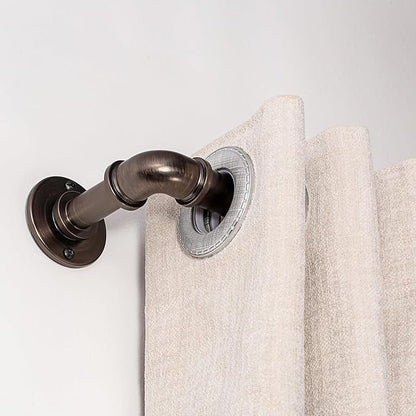 Industrial Curtain Rods 18 to 120 in,Wrap Around Rods, Adjustable Curtain Pole,1 in Diameter Pipe Wall or Ceiling Mounted,for Living Room(Brushed Crimson Black18” to 120”)
