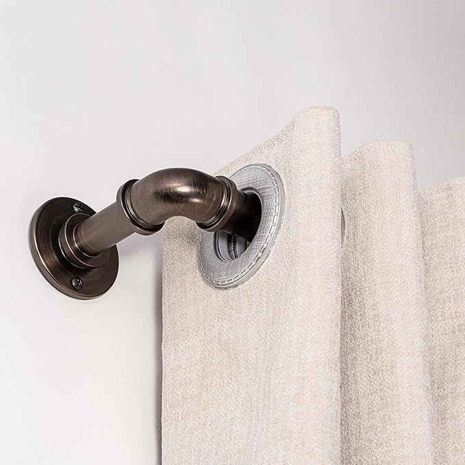 Industrial Curtain Rods 18 to 45 in,Wrap Around Rods, Adjustable Curtain Pole,1 in Diameter Pipe Wall or Ceiling Mounted,for Living Room(Brushed Crimson Black18” to 45”)