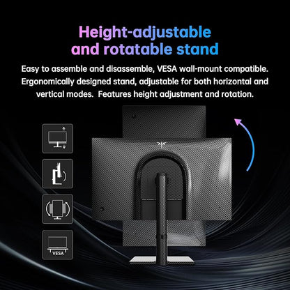 KTC 27 Inch 4K Gaming Monitor, UHD 3840x2160 160Hz Compute Monitor, Fast IPS Panel, Adaptive Sync, HDMI DisplayPort, HDR400, Height Pivot Swivel Tilt Adjustable Vertical Monitor, U27T6