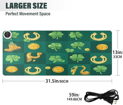 Heated Desk Pad Mouse Pad 31.5x13 Inch PU Leather Desk Mat with 3 Heat Levels Large Mouse Gaming Computer Laptop Mat Clover Dwarf St Patrick's Day