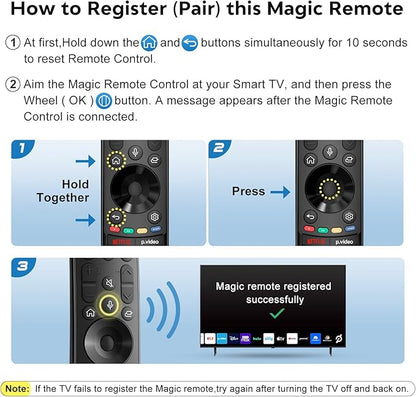 Voice Magic for LG-TV-Remote Control Replacement, for Magic Remote MR21 MR22 MR23 MR24GA with Battery, with Voice Recognition and Pointer Function