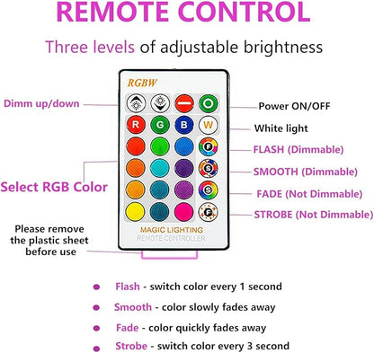 RGBW Bulbs10W (85W Equivalent),A19 E26/27 Multiple Color Changing Light Bulb with Remote,LED Lamp Replace,Warm White,Dimmable Memory Function,Ideal Lighting for Home Decoration,Party,Gardens