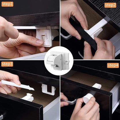 Vmaisi Adhesive Magnetic Locks for Cabinets & Drawers (32 Locks and 4 Keys)