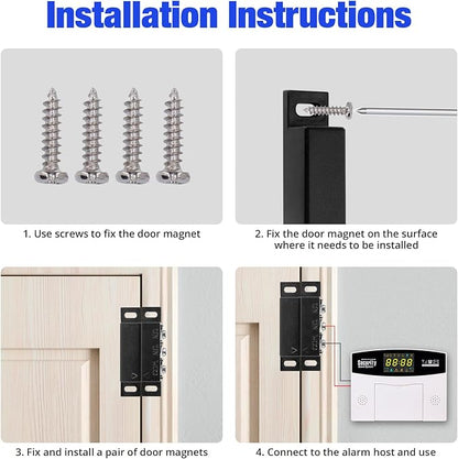 Magnetic Reed Switch Normally Open and Normally Closed NC NO Magnetic Contact Sensor Alarm Magnetic Door Switch,Proximity Switch for Door Alarm, Window Safety, Black,Pack of 2 with 40 Screws