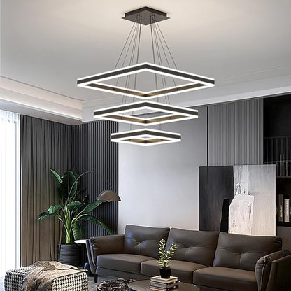 Ceiling Chandelier, with Remote Control Dimmable 3 Color Mode & Brightness (Warm & Cool & Neutral Light) Ceiling Chandelier, Acrylic Anti-Flicker Dining Light Fixture for Kitchen