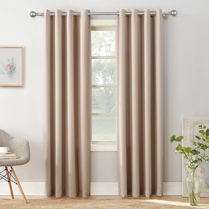 KAMANINA Curtain Rods for Windows 48 to 84 Inches, Antique Silver Curtain Pole 32 to 86 Inches (2.6-7.1ft), 7/8 Inch Decorative Drapery Rods with Round Finials