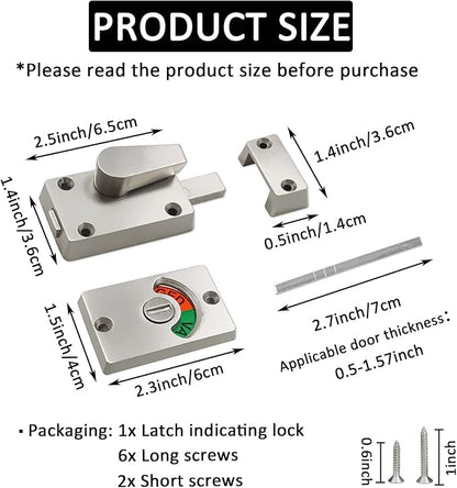 1Pack Silver Latch Indicator,Bathroom Stall Door Latch,Privacy Partition Lock with Occupancy Indicator for Public Toilet Stall Door