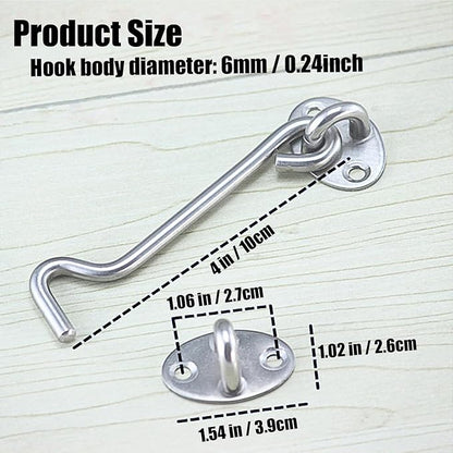 4 Pack Barn Door Latch Door Lock Hardware, Sliding Door Lock Eye Hook Latch with Screws, Rust-Resistant Metal Gate Latch, Privacy Hooks Latch for Inside Door