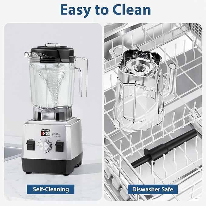 Aeitto Blenders for Kitchen with 68Oz. Jar, 1800W Max Power Smoothie Blender, 3 Preset Programs & 7 Speeds, Professional Countertop Blender for Smoothies, Ice Crush, Frozen Drinks, Generation2 Silver