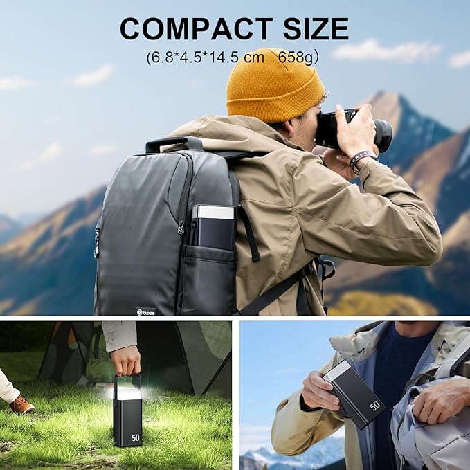 Portable Charger Power Bank 50000mAh Battery Pack, 22.5W Fast Charging PowerBank with Built in Cables,High Capacity Portable Charger Power Bank for iPhone, Samsung, Galaxy, Camping Outdoor
