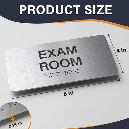 Exam Room Signs with Raised Text & Grade 2 Braille –, ADA Compliant, 7 Variants (EXAM, EXAM 1-6), Easy Install with Double-Sided Tape, Office & Medical Sign (7.8”W x 4”H)