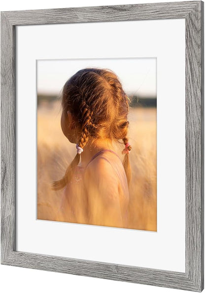 Golden State Art, 11x14 Picture Frame with Mat for 8x10 - High Definition Glass Wall Mounting Horizontal Vertical Display (Gray, 2 Pack)