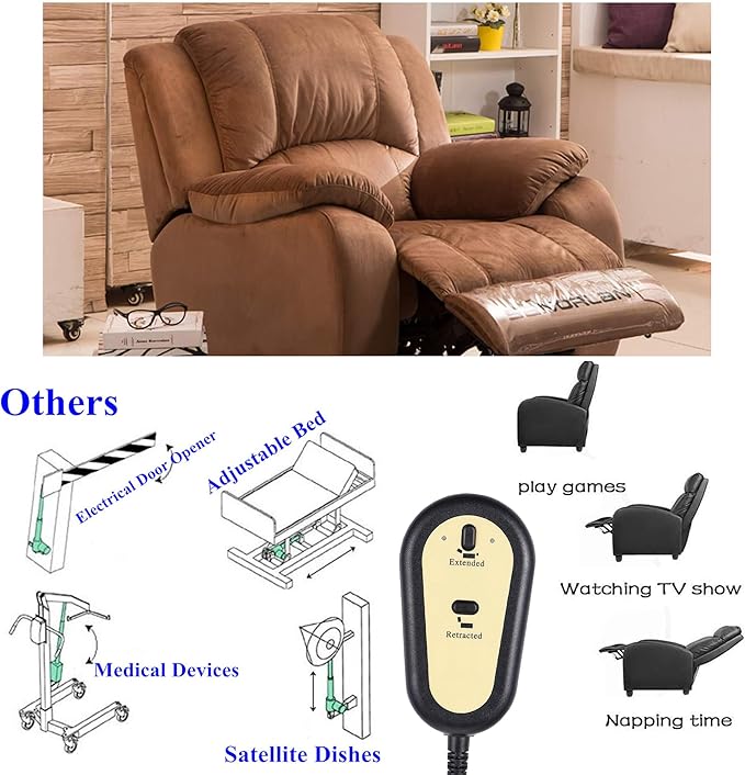 Lift Chair Remote Replacement,2 Button Chair Lift Remote Control,5 Pin Plug Recliner Replacement Fixed Electric Sofa Recliner Lift Handle