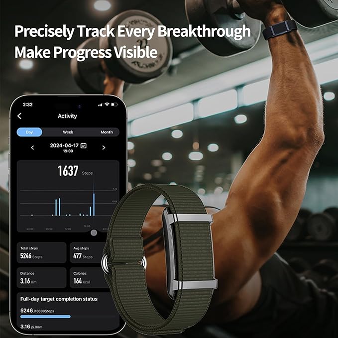 Smart Bracelet,Activity Trackers for Man&Women,Fitness Tracker Band, 24H Sleep Tracker,All-Day Continuous Heart Rate Blood Pressure Stress HRV Monitor,170+ Sport Mode with Free APP (Black)