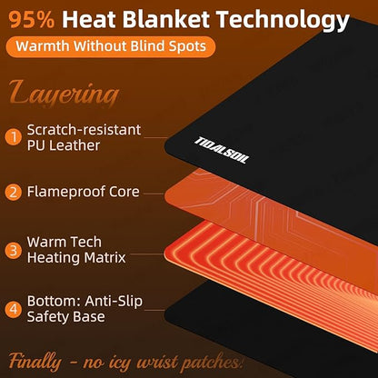 Heated Desk Pad, 31.5"×13" PU Leather Mouse Mat with Digital Temp Display, 3-Level 122℉ Warmth, 4H Auto Shut-Off, Waterproof Non-Slip Office & Home Heating Mat