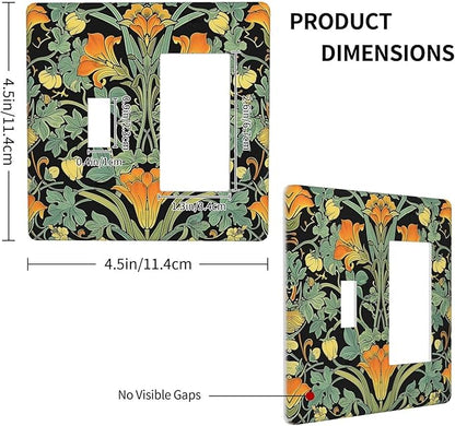 Outlet Covers William Morris Vintage Floral Green Yellow 1 Toggle 1 Rocker Combination Decorative Wall Plate Electrical Switch Plates Light Switch Cover Plate for Bedroom Home Decor
