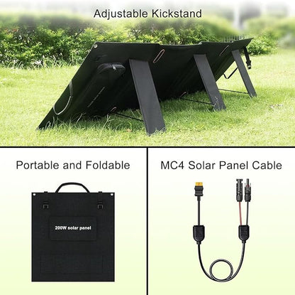 400 Watt Portable Solar Panel 18V, Foldable Solar Panel Design (27.5lbs), 23.4% High-Efficiency Monocrystalline for Portable Power Station, Foldable & Durable, for RV, Camping, Home Backup
