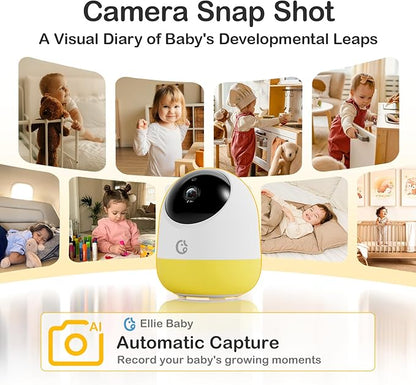 Ellie Pro Baby Monitor with 2 Cameras,5'' IPS 2K UHD Resolution,6000mAh Battery, Remote Pan-Tilt-5X Zoom, 2-Way Talk,No WiFi, Night Vision, Virtual Fence and 1000ft Range