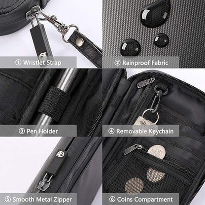 VanFn RFID Travel Passport Wallet, Family Passport Holder, Trip Document Organizer P.Travel Series (Nylon - Black)