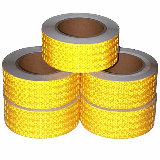 Yellow Reflective Tape 2 inch Wide, Outdoor Waterproof High Visibility Warning Industrial Marking Tape, Safety Stickers (68 feet,5 Rolls)