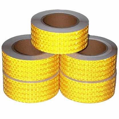 Yellow Reflective Tape 2 inch Wide, Outdoor Waterproof High Visibility Warning Industrial Marking Tape, Safety Stickers (68 feet,5 Rolls)